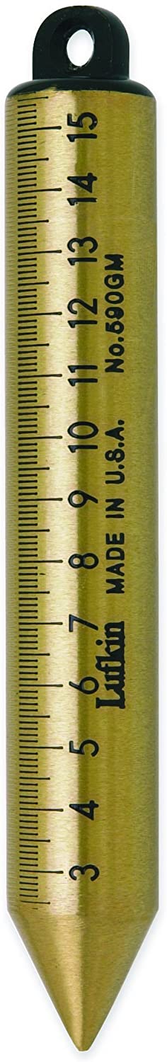 Lufkin 590GMN Plumb Bob – 20 Oz. Solid Brass, Graduated In Mm & Cm, Black, Made In Mexico